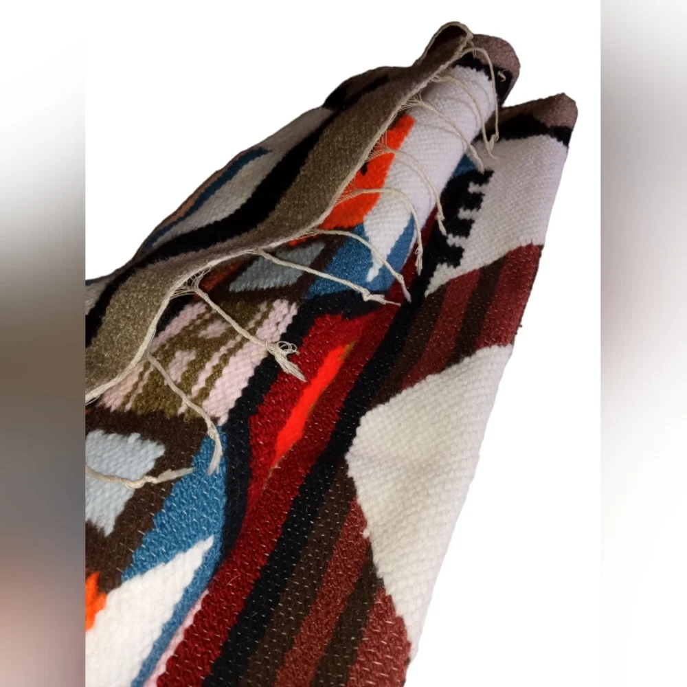 Vintage Hand Woven Wool Tapestry 25” x 37” | Ecuadorian Dance Warrior Rug